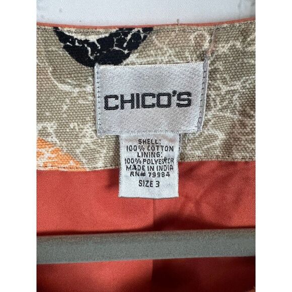 CHICO'S cotton beaded lined 3/4 sleeve jacket blazer size 3 16/18 XL - Picture 7 of 9